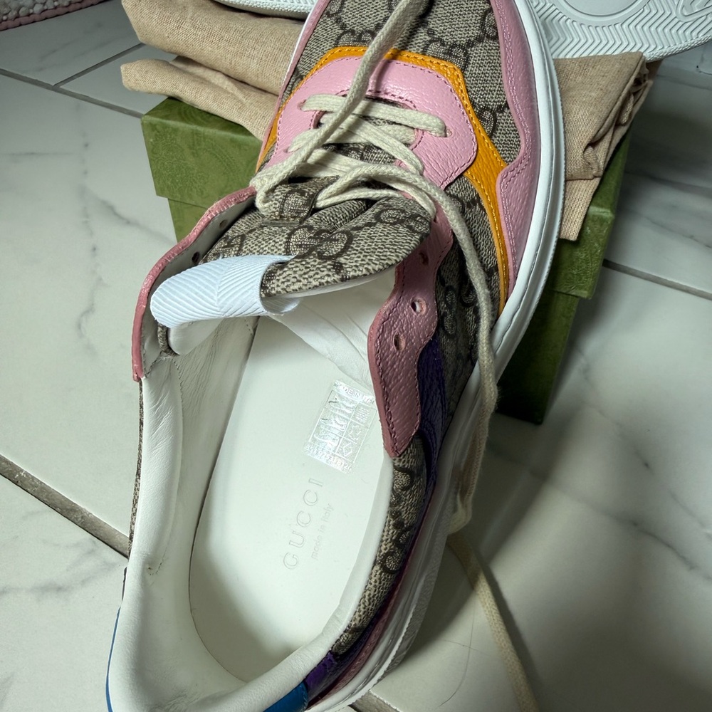 Gucci Pink and Purple Monogram Sneakers - Picture 11 of 12